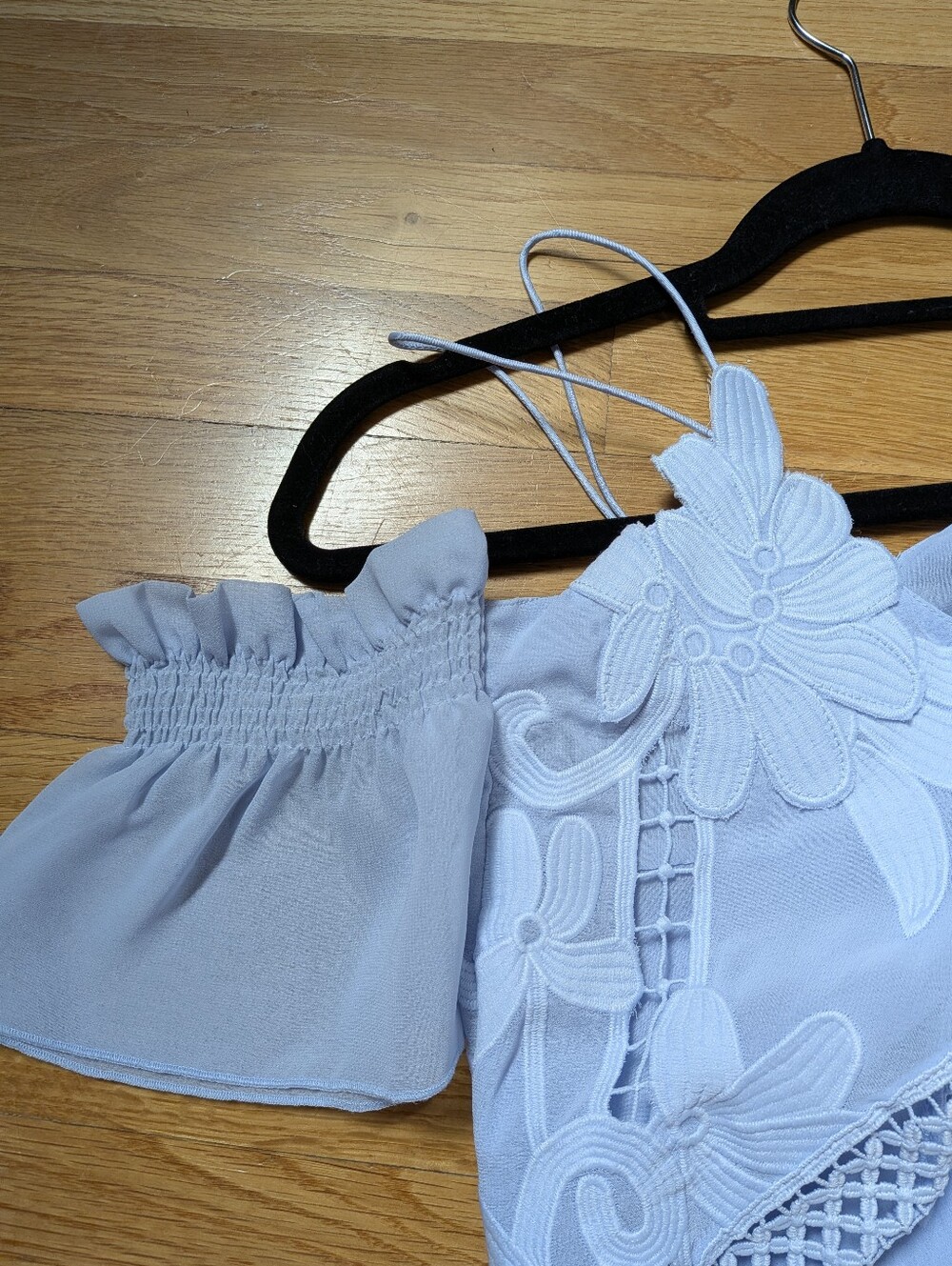 Self-Portrait Lilac Blue Guipure Lace Cold-shoulder Midi Dress - Picture 5 of 9